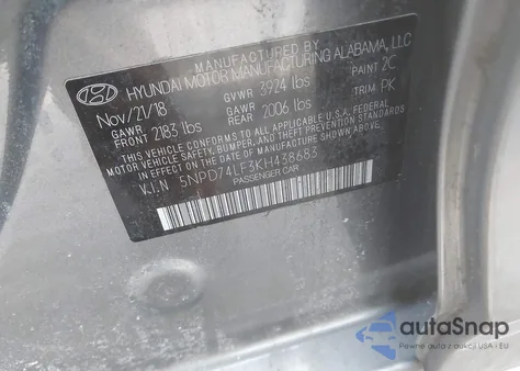 2019 Hyundai Elantra Se из США, поврежденный, VIN 5NPD74LF3KH438683